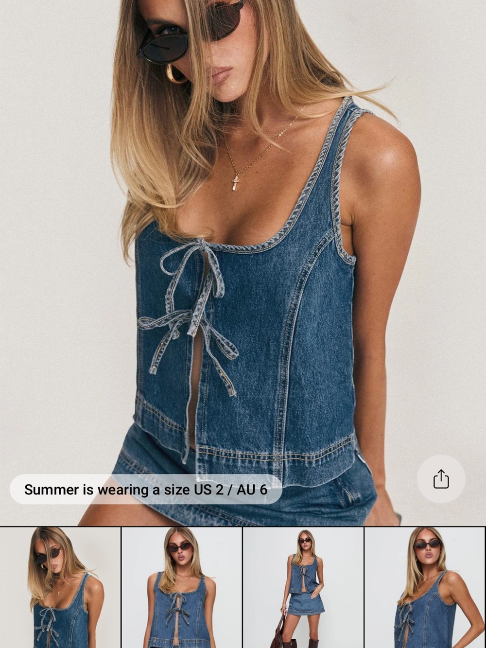 Princess Polly Blue Denim Lace-Up Tank